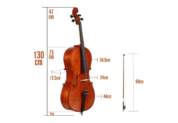 Full Size 4/4 Cello Instrument with Carrying Case