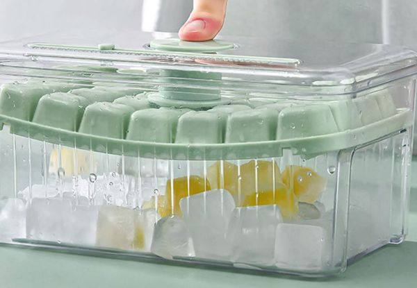 56-Grid Ice Cube Tray with Lid & Bin - Available in Two Colours & Option for Two-Pack