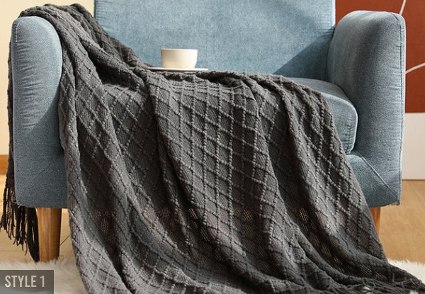 Warm Cozy Knitted Throw Blanket Dark Grey 127x152cm - Available in Two Styles