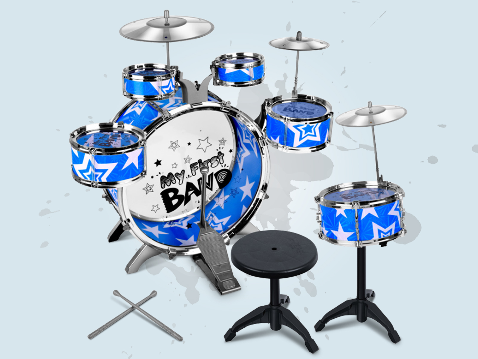 Kids Blue Six-Piece Drum Set