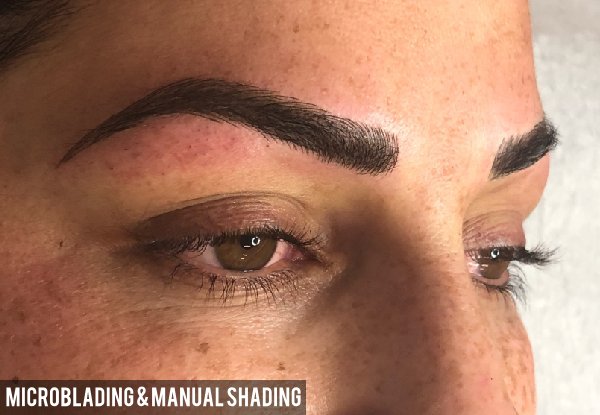 Powdered Eyebrows Cosmetic Tattooing - Options for Microblading, or Microblading with Manual Shading