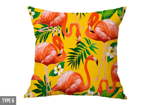 Flamingo Printed Linen Cushion Cover - Ten Styles Available