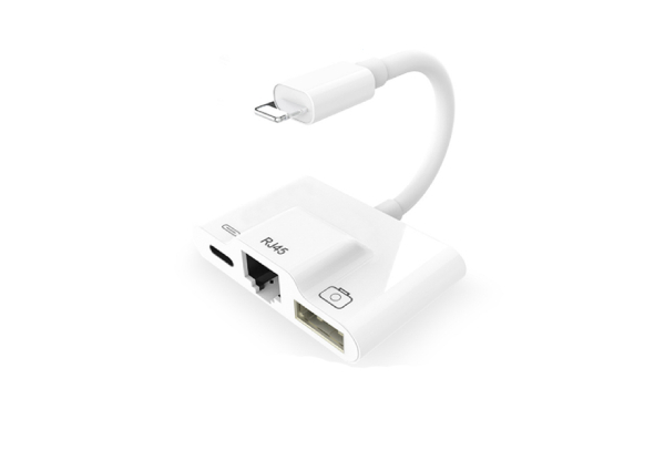 Three-in-One RJ45 Ethernet Lan Wired Network Adapter Compatible with iPhone & iPad