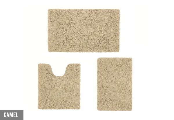 Three-Piece Non-Slip Absorbent Bath Mat - Seven Colours Available