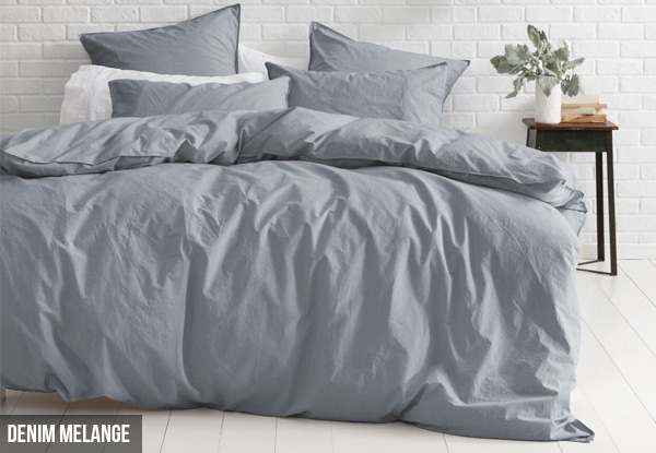 Canningvale Vintage Softwash Queen Duvet Cover Set - Option for King Size & Nine Colours Available with Free Delivery