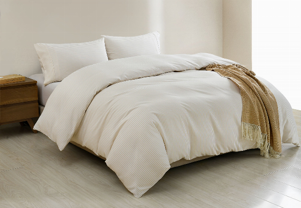 Royal Comfort Striped Linen Quilt Cover Set - Available in Two Colours & Two Sizes