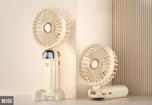 Rechargeable Handheld Fan with LED Display - Three Colours Available