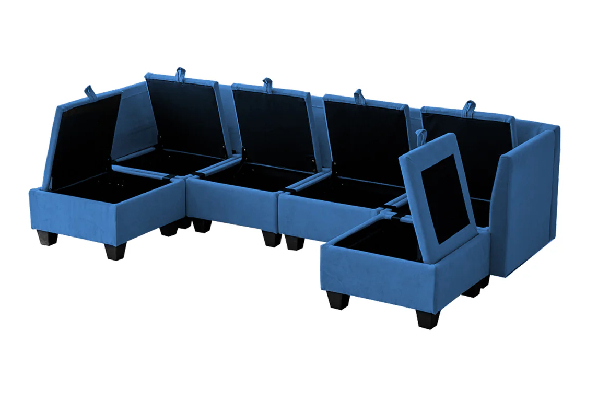 Enzo Sectional Sofa with Ottoman - Available in Two Colours