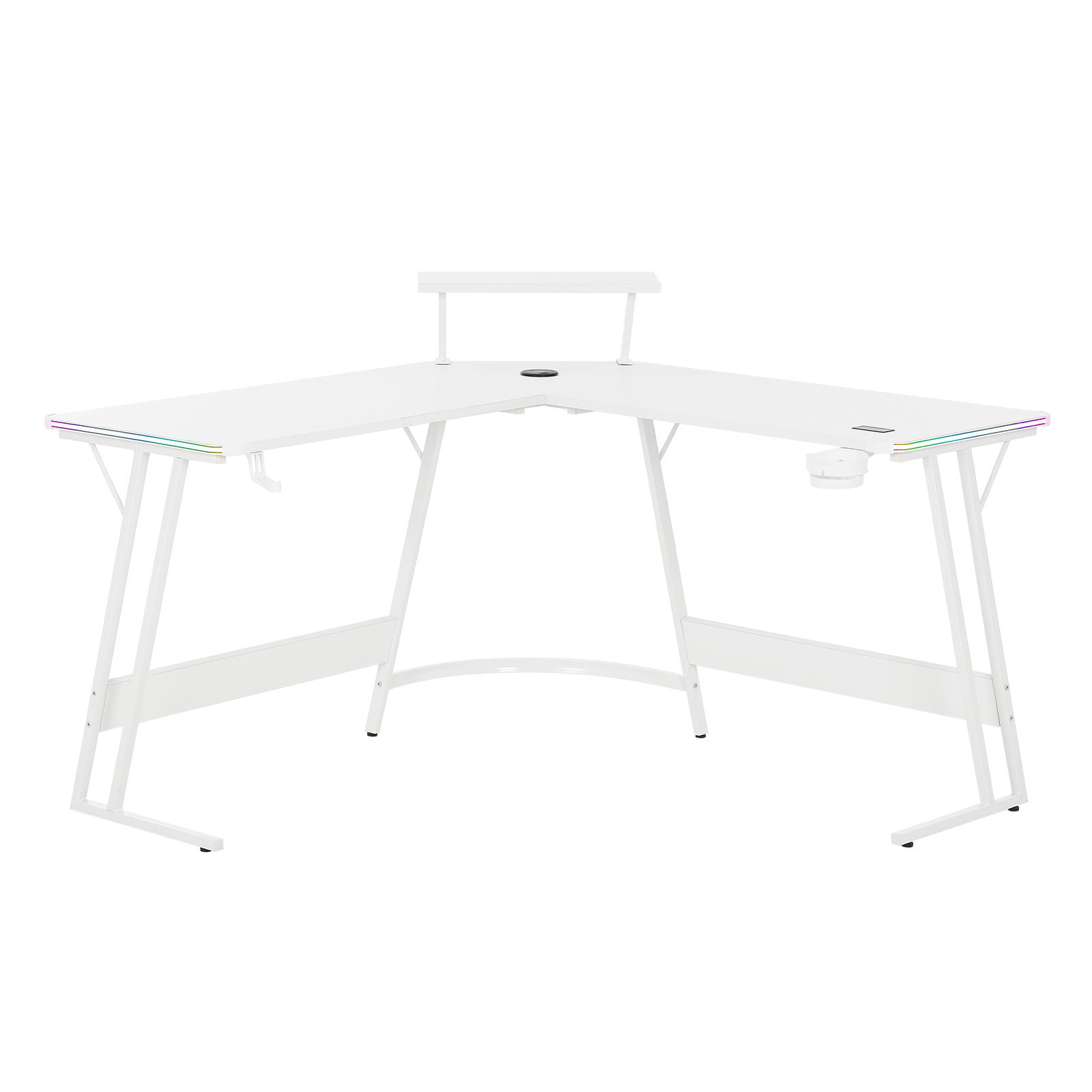 L-Shaped LED RGB Gaming Desk with Wireless Charger - Three Colours Available