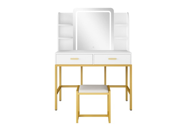 Dressing Table & Stool Set with Lighted Mirror