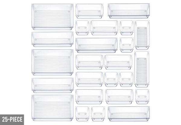 16-Piece Mixed-Sized Rectangular Clear Storage Box - Option for 25-Piece