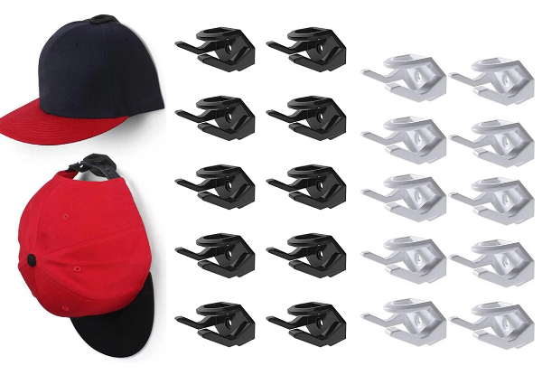 10-Piece Baseball Cap Adhesive Hook - Available in Two Colours & Option for 20-Piece