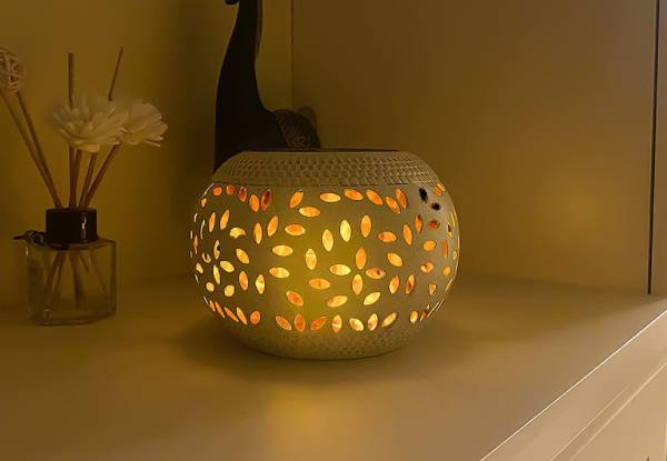 Solar Powered Decorative Flame Desktop Lamp - Two Colours Available