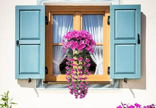 Two-Pack Hanging Artificial Violet Ivy Flowers - Available in Two Colours & Option for Four-Pack