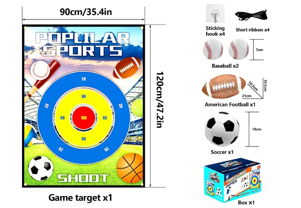 Three-in-One Soccer Football Baseball Toss Game Set