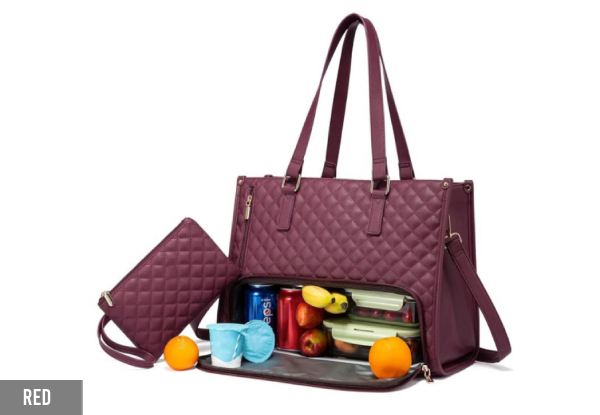 Tote Bag with Insulated Lunch Compartmentand Handbag - Available in Seven Colours