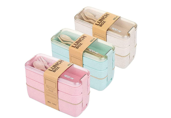 Three-Layer Bento Lunch Box - Available in Three Colours & Option for Two-Pack