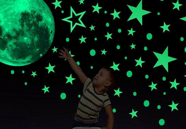 435-Piece Glow in The Dark Moon Star Wall Stickers - Option for Two Sets
