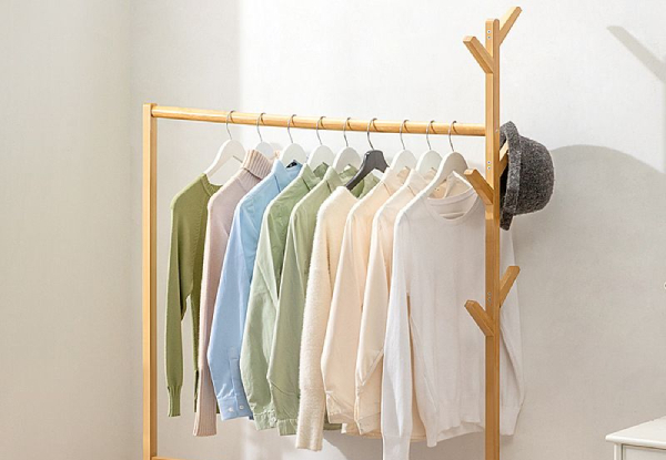 Bamboo Clothing Stand with Coat Rack