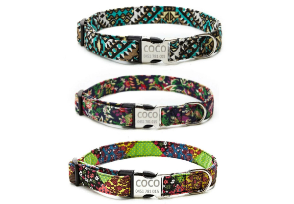 Personalised Ethnic Pet Collar - Four Sizes Available