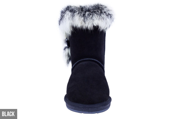 Auzland Women's 'Fame' Australian Sheepskin Fur Trim with Single Button UGG Boots - Three Colours Available