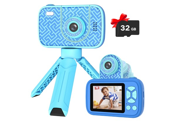 1080P Kid's Camera Toy with 32GB Memory Card - Three Colours Available