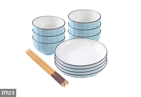 Blue Japanese Style Ceramic Dinnerware Crockery Set - Eight Options Available