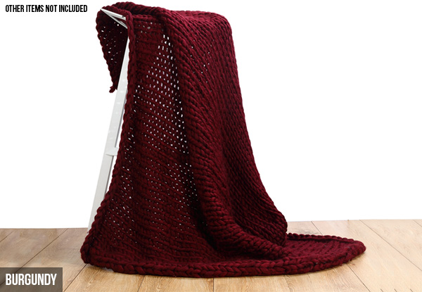 Chunky Knit Woollen Blanket - Four Colours Available with Free Delivery