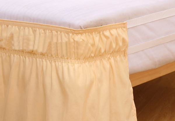 Elastic Pompom Fringe Bed Skirt Wrap - Available in Five Colours & Four Sizes