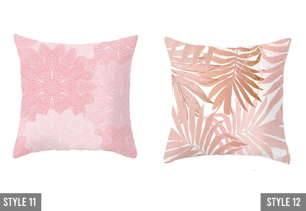 Two-Piece Pink Pattern Pillow Cover - 12 Styles Available & Option for Four-Piece