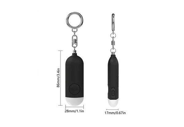 130dB Rechargeable Safety Alarm with Light - Available in Three Colours & Option for Two-Pack