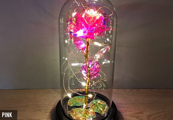 Encased Artificial Rose with LED Lights - Five Colours Available