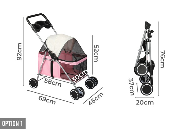 PaWz Foldable Pet Stroller Pram - Two Options Available