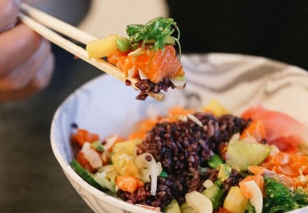 Healthy Regular Hawaiian Yeah Bowl Poke with a Japanese Twist - Available at Two Locations