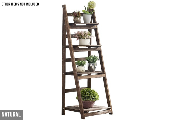 Four-Tier Foldable Wooden Plant Shelf - Three Colours Available