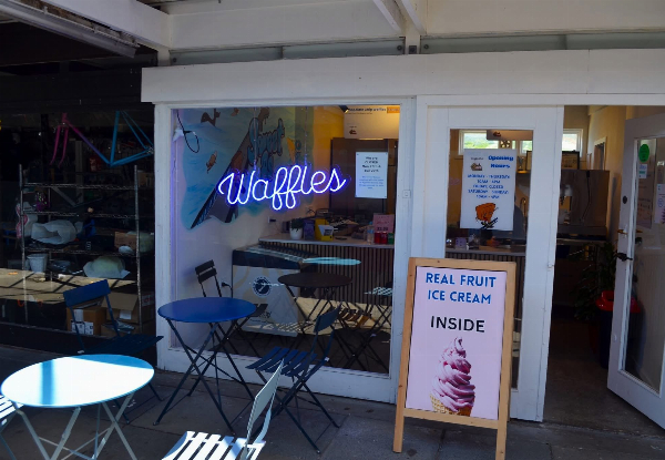 Delicious Hot Waffles at Sweet As Waffle Hut in the Surfside Mall - Options for up to Four People