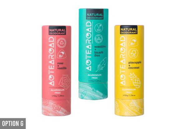Three-Pack Mixed Aotearoad Natural Deodorant - Seven Options Available