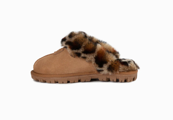 Ugg Kids Leopard Print Coquette Slipper - Available in Two Colours & Six Sizes