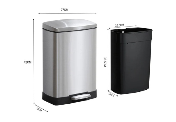 SOGA 12L Stainless Steel Foot Pedal Rubbish Bin