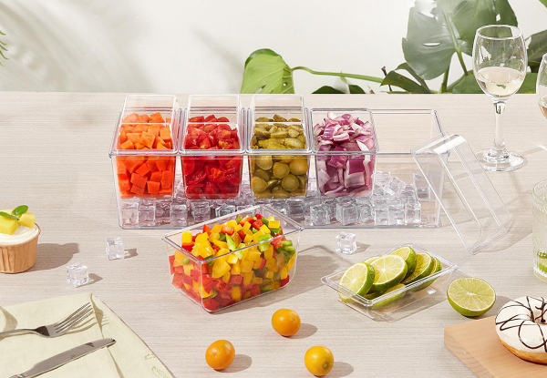 Ice Chilled Condiment Caddy with Five Containers