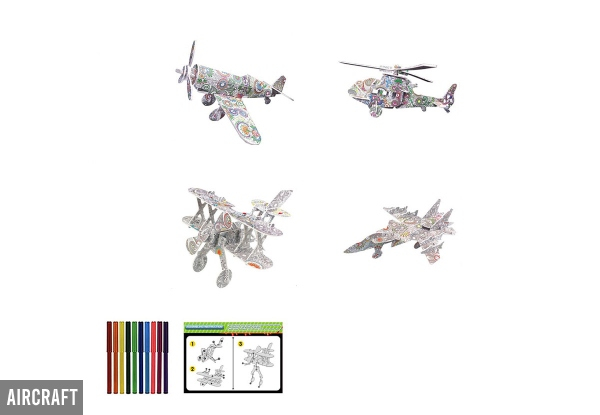 Set of Four Colouring Puzzles incl. 12 Colouring Pens - Five Options Available & Option for Two Sets