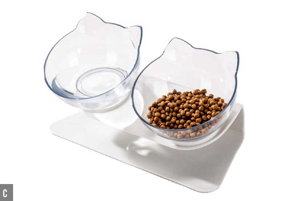 Double Elevated Tilted Cat Bowls with Raised Stand - Five Options Available