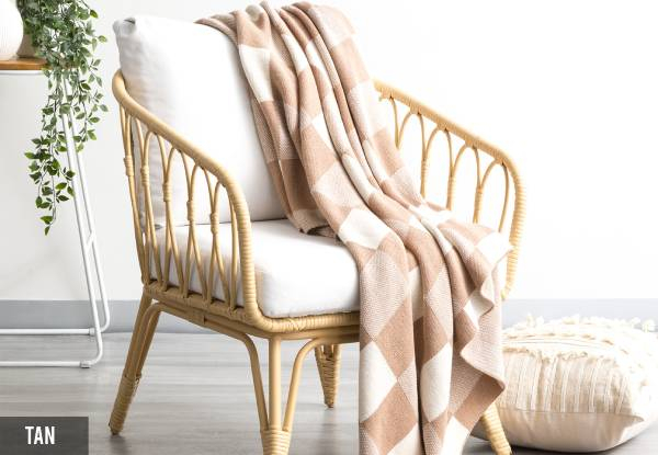 Renee Taylor Newport Checkered Cotton Knitted Throw - Five Colours Available