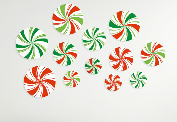 12-Piece Set of Christmas Round Candy Wall Stickers - Two Colours Available & Option for Two-Pack