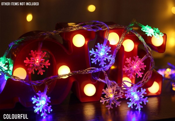 3m LED Christmas Snowflake String Lights - Two Colours Available & Option for Two-Pack