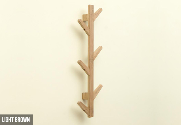 Six-Hook Bamboo Wall-Mounted Coat Rack