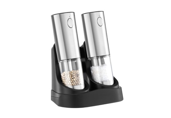 Two-Piece Rechargeable Automatic Kitchen Salt & Pepper Grinder Set