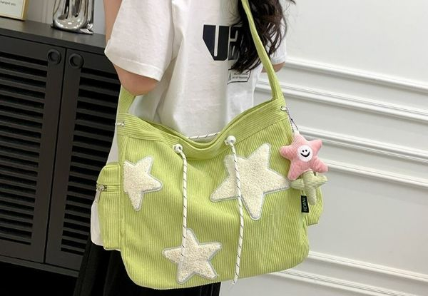 Star Pattern Corduroy Crossbody Bag - Four Colours Available