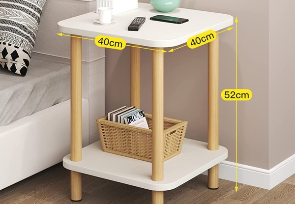 Two-Tier Tall Wooden Side Table - Two Sizes & Two Shapes Available