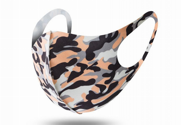 Five-Pack of Unisex Camo Reusable & Washable Face Masks - Four Colours & Option for Ten-Pack Available